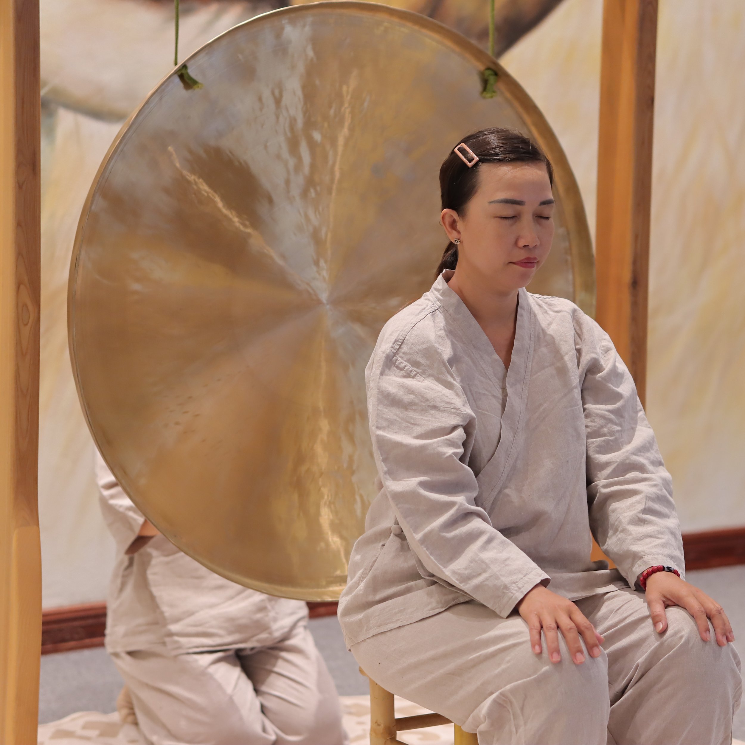 A moment of stillness with a gong at Sound to Soul